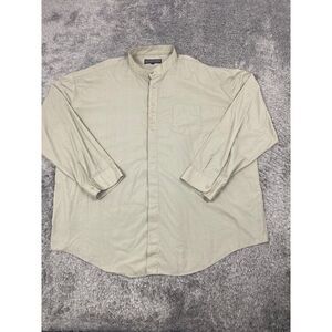Vtg Henri Valdise Shirt Mens 4XL 20.5 Beige Embroidered Collarless Button Down